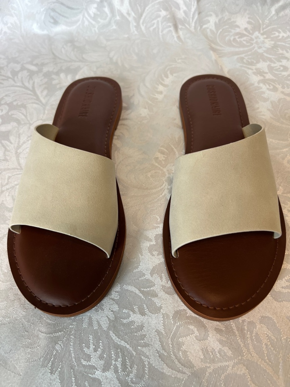 CUSHIONAIRE Women's Carly Slip On Slide Sandal with Memory Foam